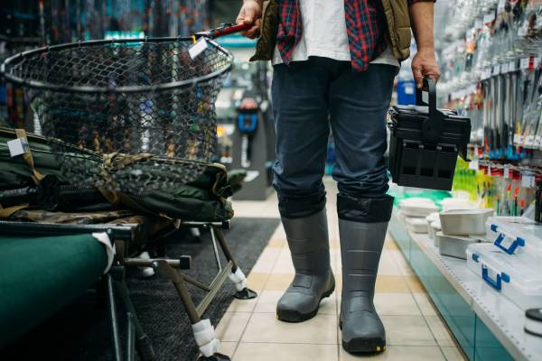 A person shopping for Offshore Fishing gear in Galveston.